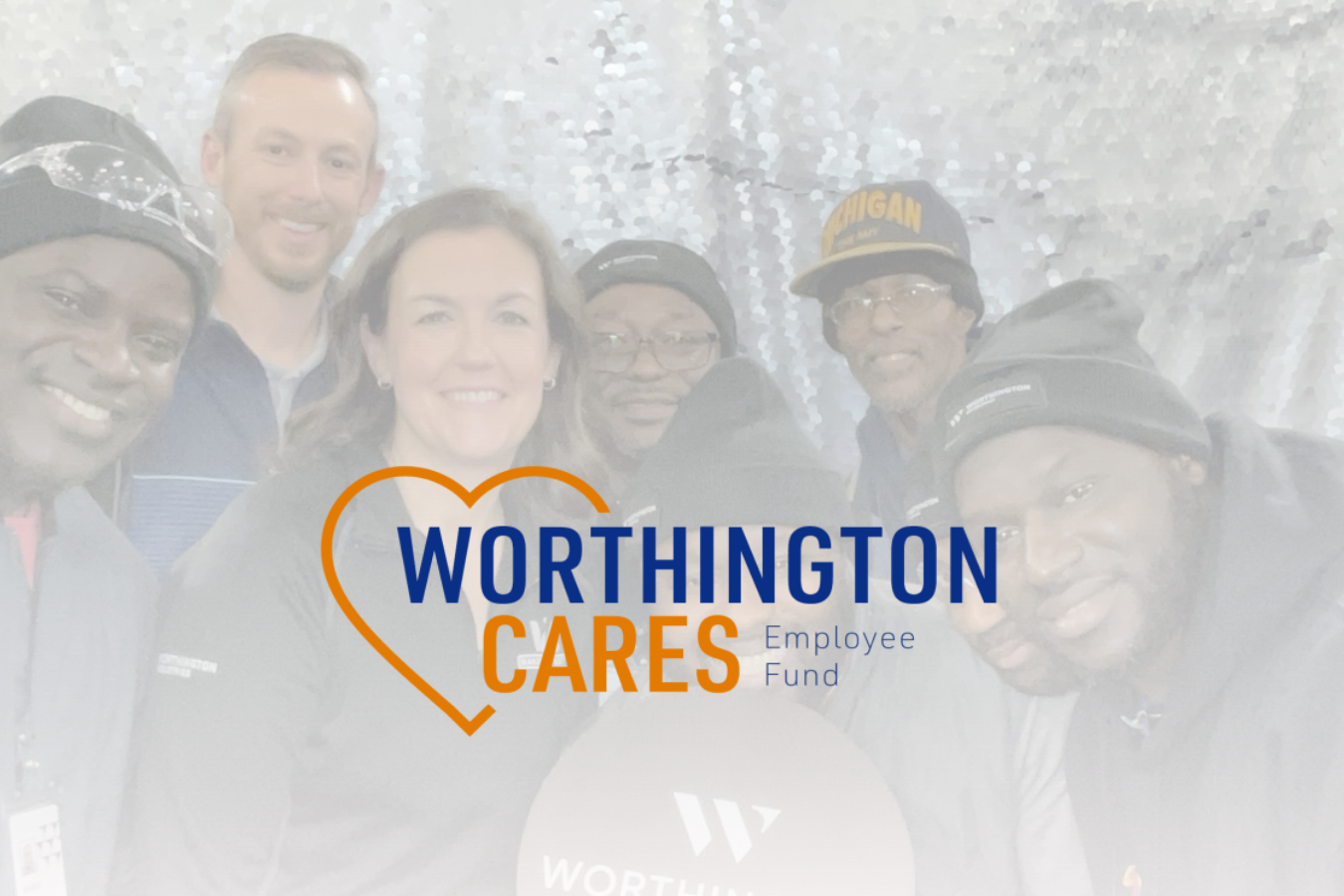 Worthing Cares Logo employees in the background